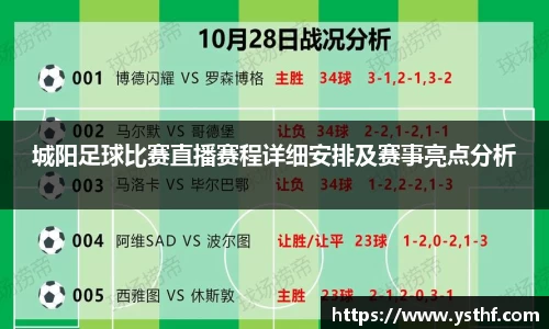 城阳足球比赛直播赛程详细安排及赛事亮点分析