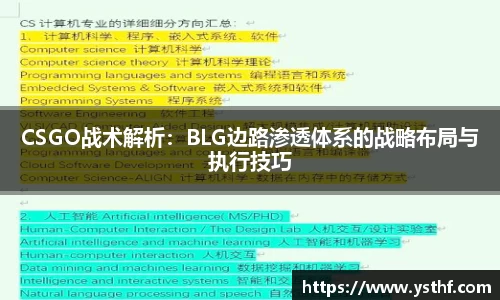 CSGO战术解析：BLG边路渗透体系的战略布局与执行技巧