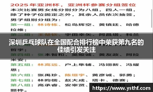 深圳乒乓球队在全国配合排行榜中荣获第九名的佳绩引发关注